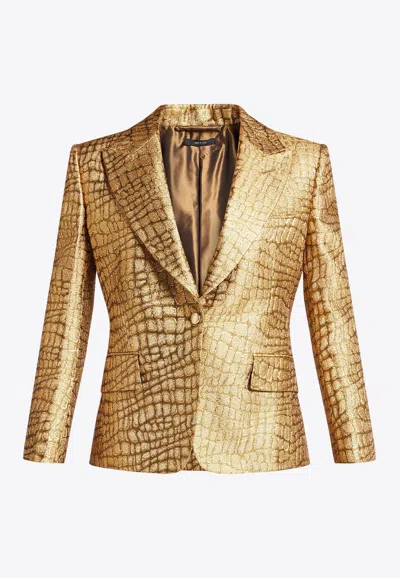 TOM FORD CROC JACQUARD SINGLE-BREASTED BLAZER