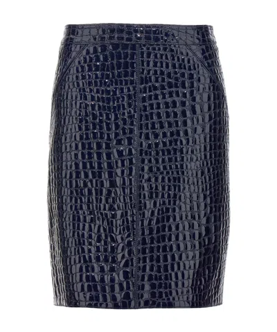 TOM FORD TOM FORD HIGH-WAISTED EMBOSSED LEATHER MINI SKIRT