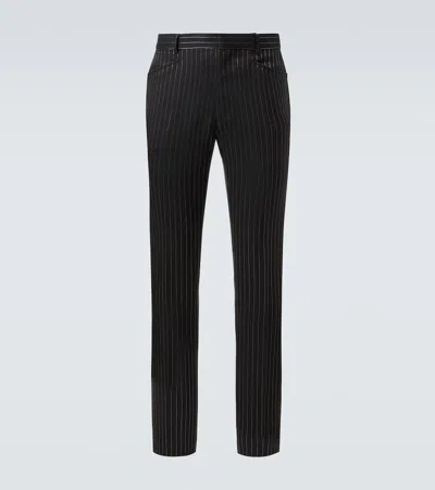 TOM FORD DYLAN STRIPED WOOL AND SILK SUIT PANTS