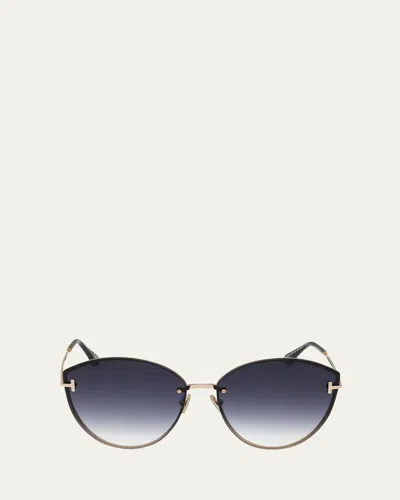 TOM FORD EVANGELINE METAL CAT-EYE SUNGLASSES