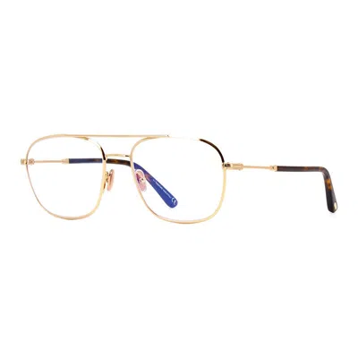 TOM FORD EYEGLASSES SQUARE FULL RIM, SHINY DARK GUNMETAL FRAME AND CLEAR BLUE LIGHT BLOCK LENS FT5830-B008