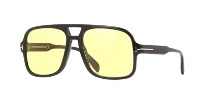TOM FORD TOM FORD FALCONER-02 FT0884 SHINY BLACK/BROWN YELLOW (01E) SUNGLASSES