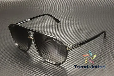 TOM FORD TOM FORD FT1026 01B PLASTIC SHINY BLACK GRADIENT SMOKE 61 MM MEN'S SUNGLASSES