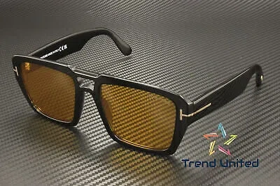 TOM FORD TOM FORD FT1153 01E ACETATE SHINY BLACK BROWN 56 MM MEN'S SUNGLASSES