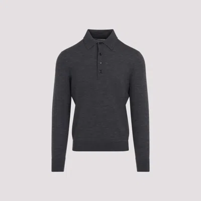 TOM FORD GREY WOOL POLO SHIRT