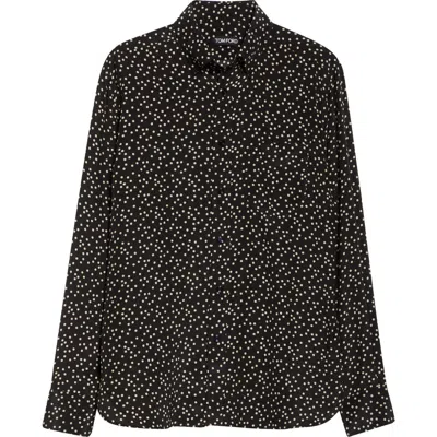 TOM FORD TOM FORD IRREGULAR POLKA DOT SILK CRÊPE DE CHINE SHIRT