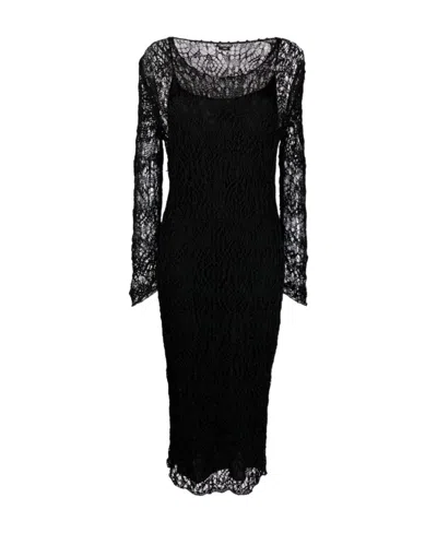TOM FORD TOM FORD LACE DETAILED CREWNECK PENCIL DRESS