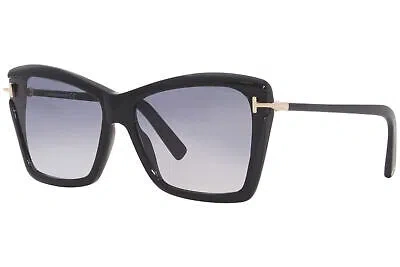 TOM FORD TOM FORD LEAH TF849 01B SUNGLASSES WOMEN'S BLACK/GREY GRADIENT CAT EYE 64MM