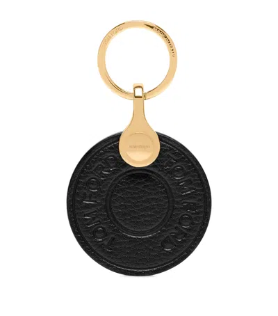 TOM FORD TOM FORD LEATHER LOGO DISK KEYRING