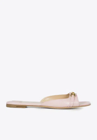 TOM FORD LIZARD-EFFECT LEATHER FLAT SANDALS