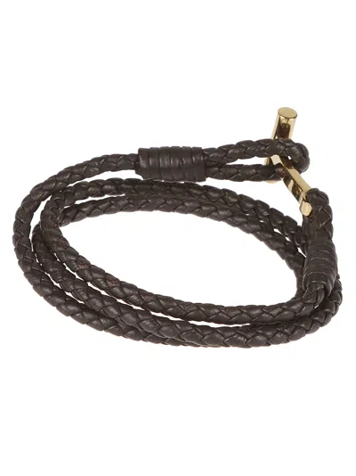 TOM FORD LOGO PLAQUE BRAIDED BRACELET