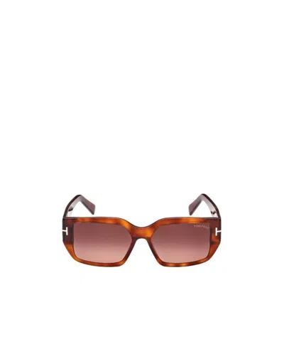TOM FORD LOGO RECTANGULAR FRAME SUNGLASSES