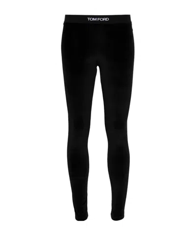 TOM FORD TOM FORD STRETCH LUSTROUS VELOUR SIGNATURE LEGGINGS