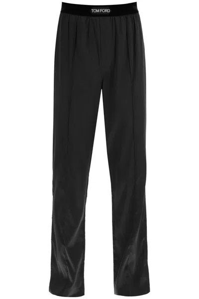TOM FORD LOGO WAIST SATIN PAJAMA TROUSERS