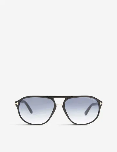 TOM FORD MENS BLACK SHINY JACOB AVIATOR SUNGLASSES