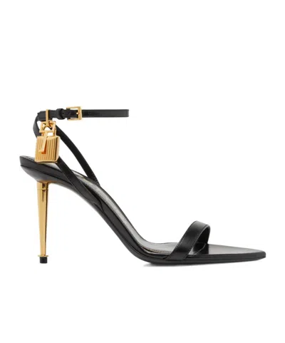 TOM FORD TOM FORD PADLOCK OPEN-TOE HEELED SANDALS