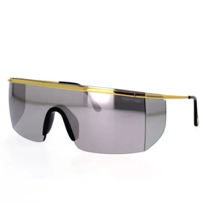 TOM FORD TOM FORD PAVLOS-02 FT0980 30C SUNGLASSES GOLD / SILVER MIRRORED SHIELD OVERSIZED