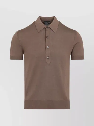 TOM FORD POLO SHIRT WITH RIBBED CUFFS AND HEM