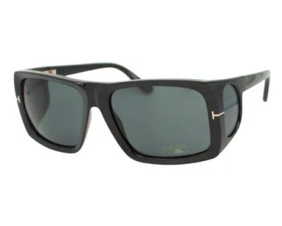 TOM FORD TOM FORD RIZZO 730 01A SHINY BLACK GRAY LENS MEN'S SUNGLASSES 61-17-115 W/CASE