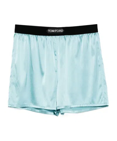 TOM FORD TOM FORD LOGO-WAISTBAND SATIN SHORTS