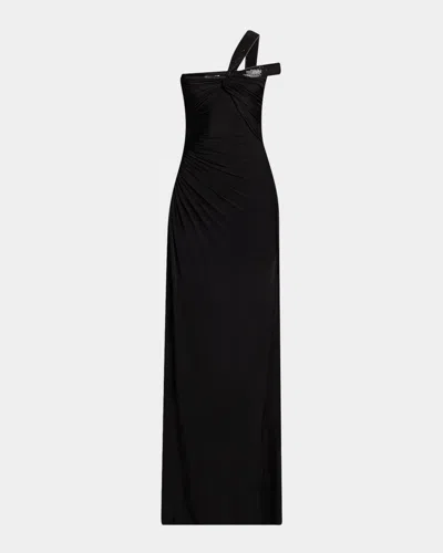 TOM FORD SEQUIN TWISTED ONE-SHOULDER JERSEY SLIT GOWN