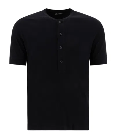 TOM FORD TOM FORD FINE-RIBBED LOGO EMBROIDERED T-SHIRT