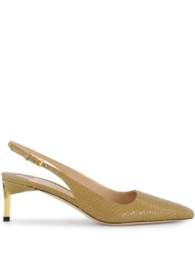 TOM FORD SNAKE-EMBOSSED SLINGBACK PUMPS