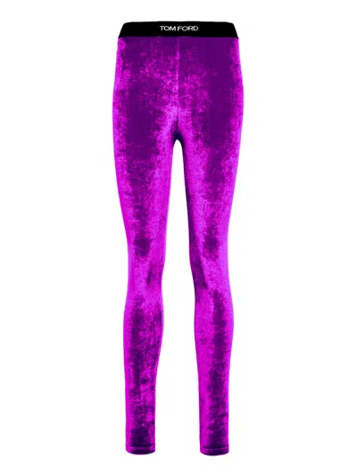 TOM FORD STRETCH PURPLE VELVET LEGGING TOM FORD