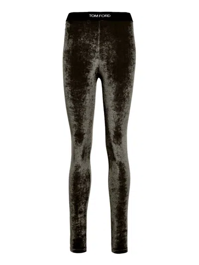 TOM FORD STRETCH VELVET LEGGING BROWN TOM FORD