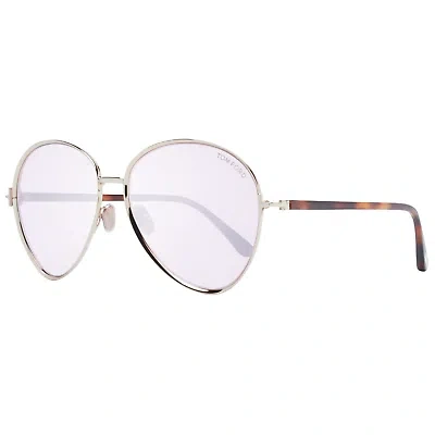 TOM FORD TOM FORD SUNGLASSES WOMEN ROSE GOLD METAL PILOT PURPLE MIRROR FT1028 32Z RIO