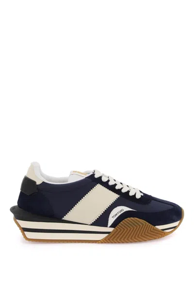 TOM FORD TECHNO CANVAS AND SUEDE JAMES SNEAKERS