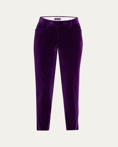 TOM FORD VELVET SLIM-LEG ANKLE CIGARETTE TROUSERS