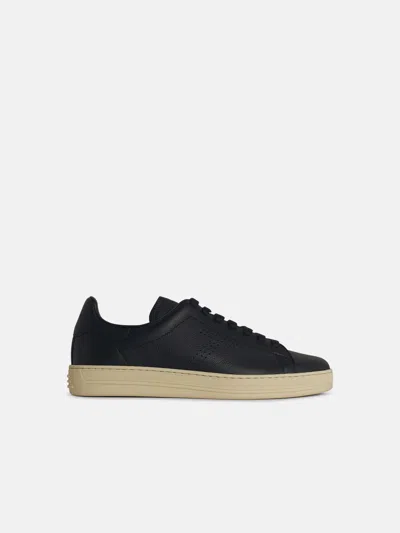 TOM FORD 'WARKICK' BLACK LEATHER SNEAKERS