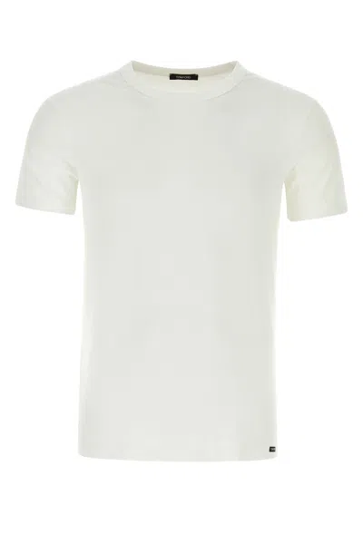 TOM FORD WHITE STRETCH COTTON BLEND T-SHIRT