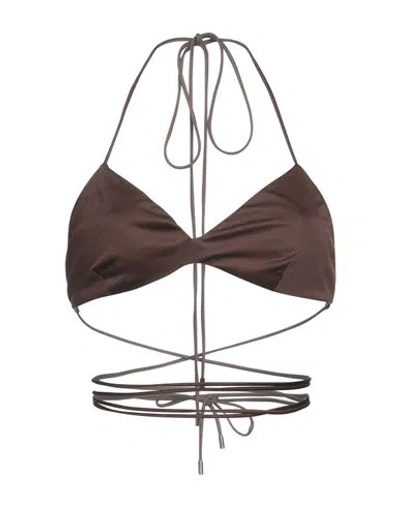 TOM FORD TOM FORD WOMAN TOP DARK BROWN SIZE 8 VISCOSE, ELASTANE