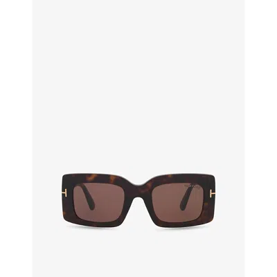 TOM FORD WOMENS BROWN FT1188 BRIGITTA RECTANGLE-FRAME ACETATE SUNGLASSES