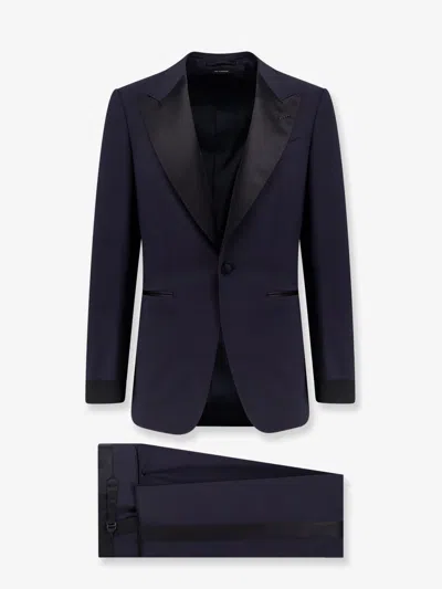 TOM FORD WOOL TUXEDO WITH CONTRASTING PROFILES