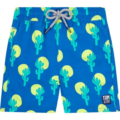 TOM & TEDDY TOM & TEDDY KIDS' CACTUS PRINT PERFORMANCE SWIM TRUNKS