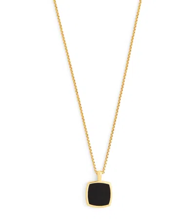 TOM WOOD TOM WOOD GOLD-PLATED ONYX CUSHION PENDANT NECKLACE