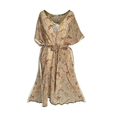 TOMA WOMEN'S BROWN / GOLD SUN BEACH KAFTAN COVER UP CARAMEL