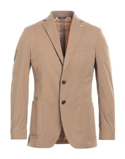 TOMBOLINI TOMBOLINI MAN BLAZER CAMEL SIZE 40 COTTON, POLYAMIDE, ELASTANE