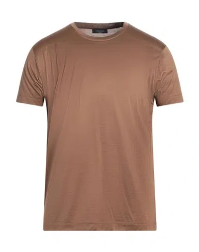 TOMBOLINI TOMBOLINI MAN T-SHIRT LIGHT BROWN SIZE 44 COTTON