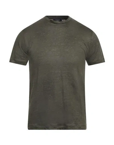 TOMBOLINI TOMBOLINI MAN T-SHIRT MILITARY GREEN SIZE 50 LINEN