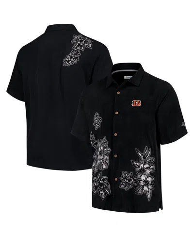 TOMMY BAHAMA MEN'S BLACK CINCINNATI BENGALS HIBISCUS CAMP BUTTON-UP SHIRT