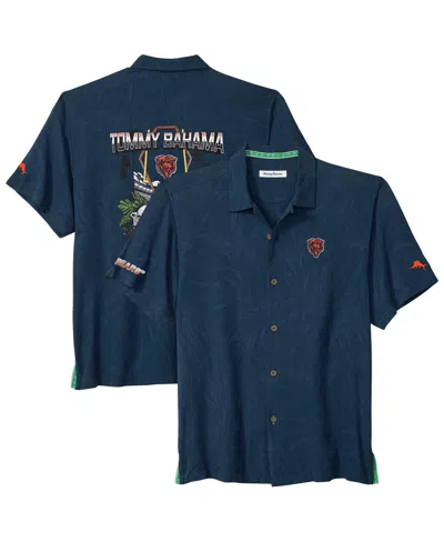 TOMMY BAHAMA MEN'S NAVY CHICAGO BEARS ENDZONE PARADISE COOLMAX BUTTON-UP SHIRT