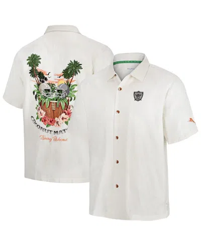 TOMMY BAHAMA MEN'S WHITE LAS VEGAS RAIDERS COCONUT MATCHUP CAMP THROWBACK BUTTON-UP SHIRT