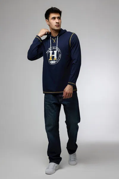TOMMY HILFIGER 09T4197-410 HOODIE MEN'S BLUE LONG SLEEVE PULLOVER PERFORMANCE