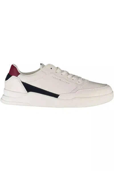 TOMMY HILFIGER CHIC WHITE LACE-UP SNEAKERS WITH CONTRASTING ACCENTS
