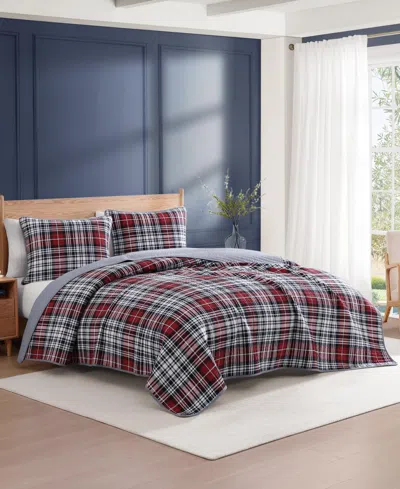 TOMMY HILFIGER COLLEGIATE TARTAN COTTON REVERSIBLE 3-PC. QUILT SET, KING
