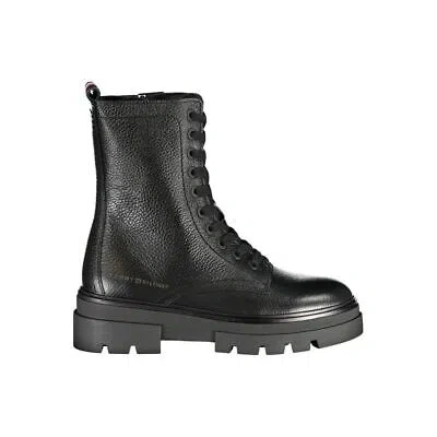 TOMMY HILFIGER TOMMY HILFIGER ELEGANT BLACK LACED BOOTS WITH SIDE ZIP
